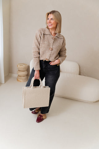 Floral Button Knit Beige