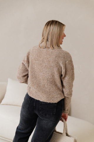 Floral Button Knit Beige