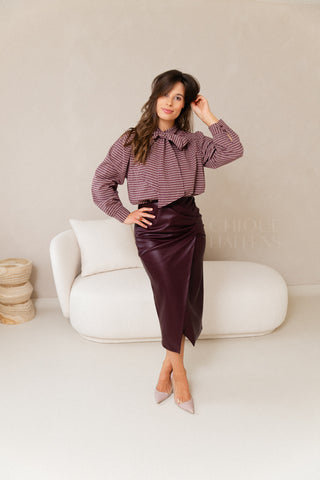 Berry Check Blouse