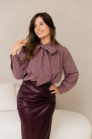 Berry Check Blouse