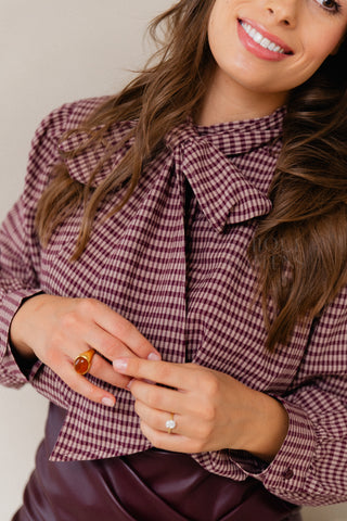 Berry Check Blouse