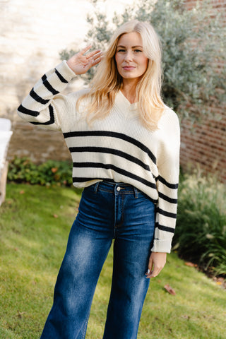 Elegant Stripe Detail Sweater