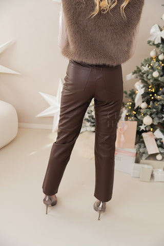 Brown Leather Look Pants