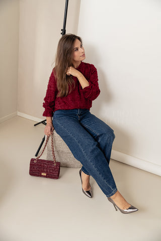 Burgundy Flora Blouse