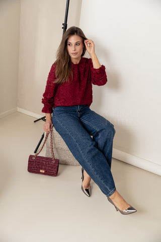 Burgundy Flora Blouse