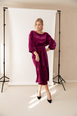 Velours Embrace Dress Fuchsia