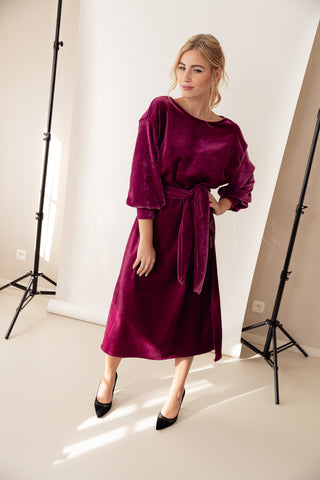 Velours Embrace Dress Fuchsia