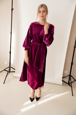 Velours Embrace Dress Fuchsia