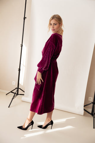 Velours Embrace Dress Fuchsia