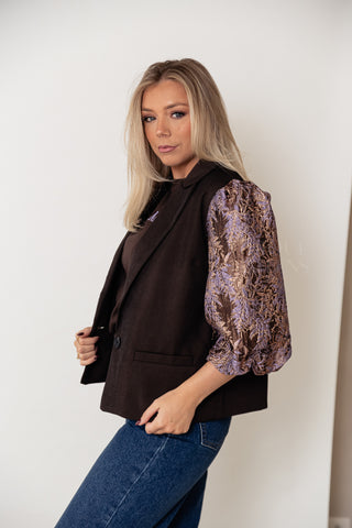 Unique Sleeve Blazer Brown