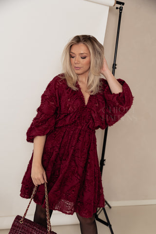 Burgundy Flora Dress