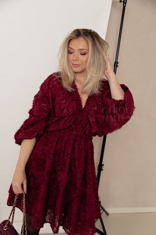 Burgundy Flora Dress