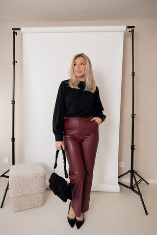 Burgundy Leather Trousers