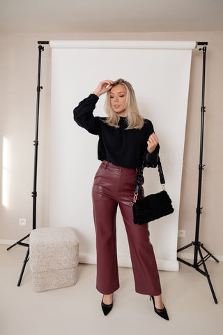 Burgundy Leather Trousers