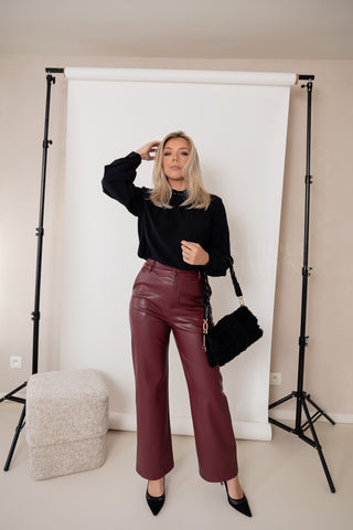 Burgundy Leather Trousers