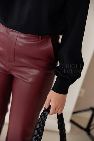 Burgundy Leather Trousers