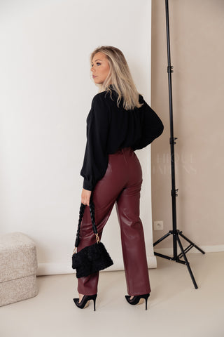 Burgundy Leather Trousers